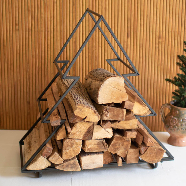Iron Christmas Tree Firewood Holder