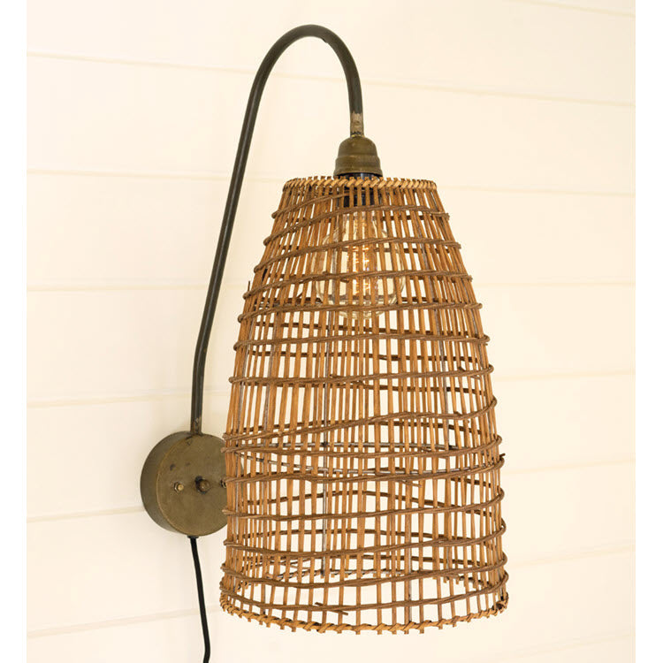 Wicker Dome Wall Sconce Lamp