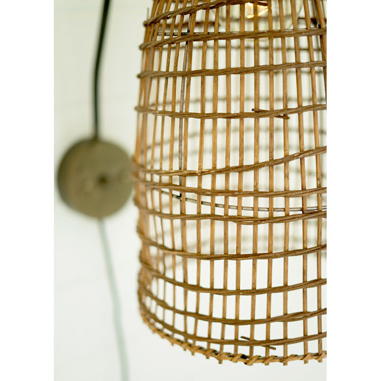 Wicker Dome Wall Sconce Lamp
