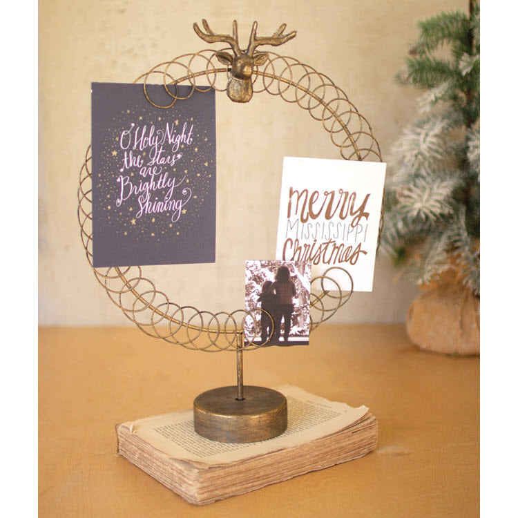 Round Wire Christmas Card Holder on Stand