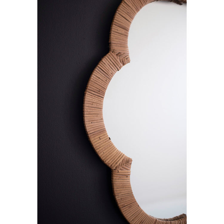 Woven Cane Flower Shaped Framed Mirror