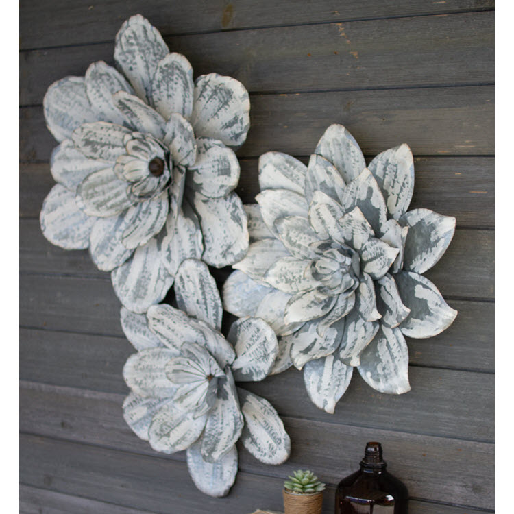 Whitewashed Wall Flowers Set/3