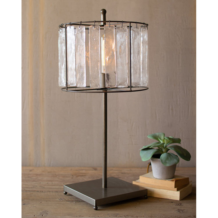 Glass Chimes and Raw Metal Table Lamp