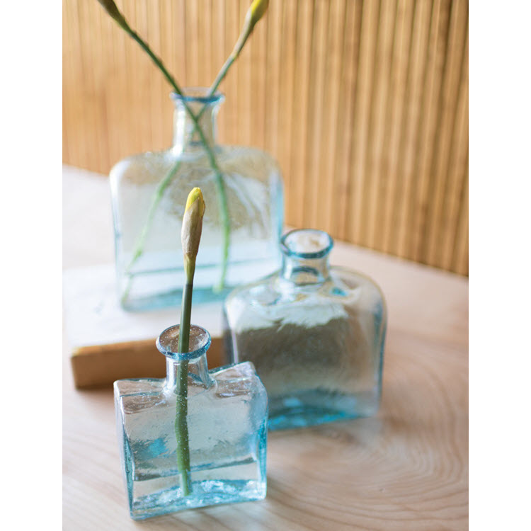 Recycled Square Glass Vases Set/3