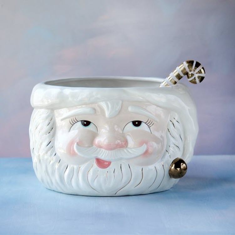 Papa Noel Ceramic Punch Bowl with Ladle