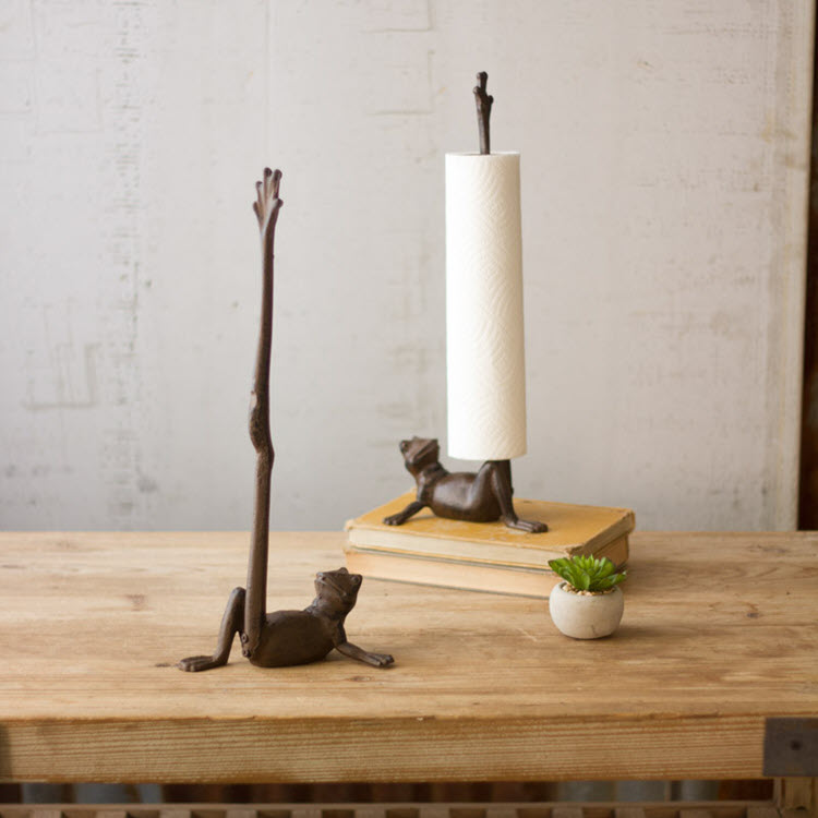 Cast Iron Frog Paper Towel Holder