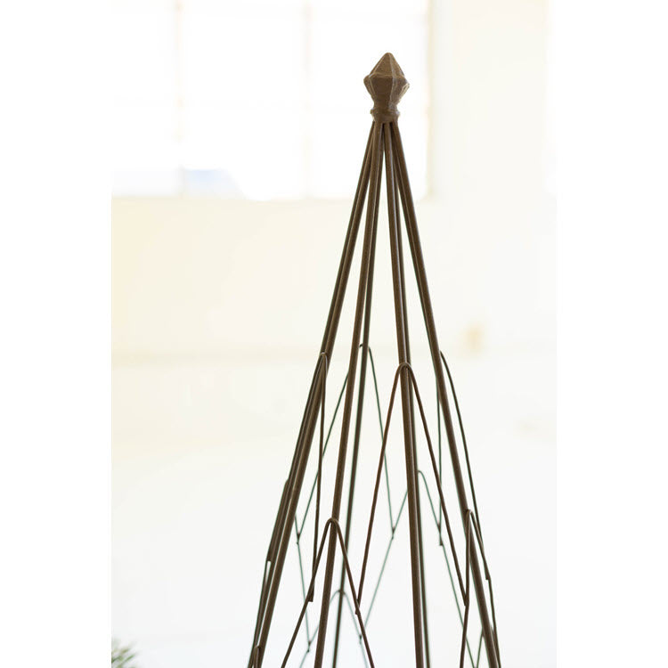 Metal Topiaries with Recycled Wood Bases Set/2
