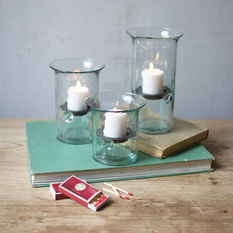 Recycled Glass Votive Cylinders Set/3