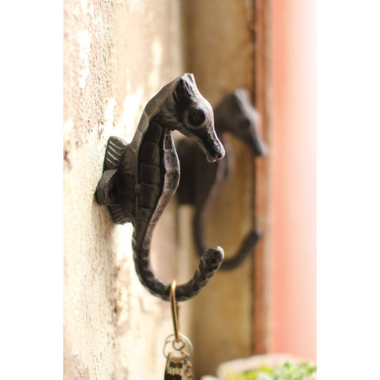 Cast Iron Sea Horse Hooks Set/4