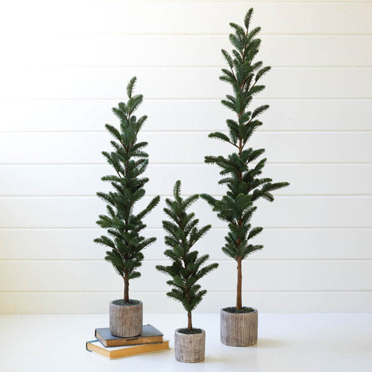 Artificial Pine Trees in Cement Pots Set/3