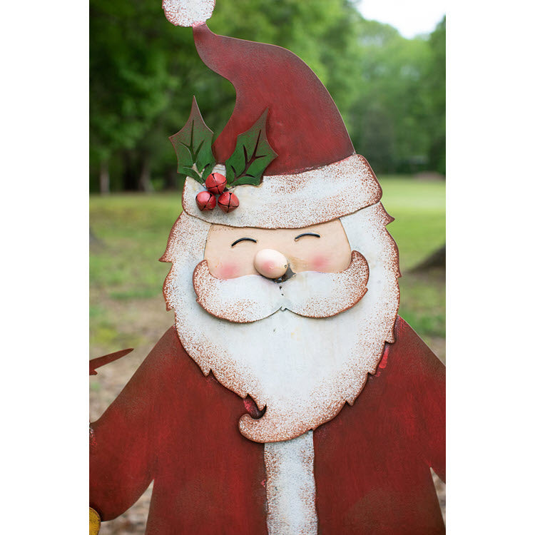 Painted Metal Welcome Santa Yard Art