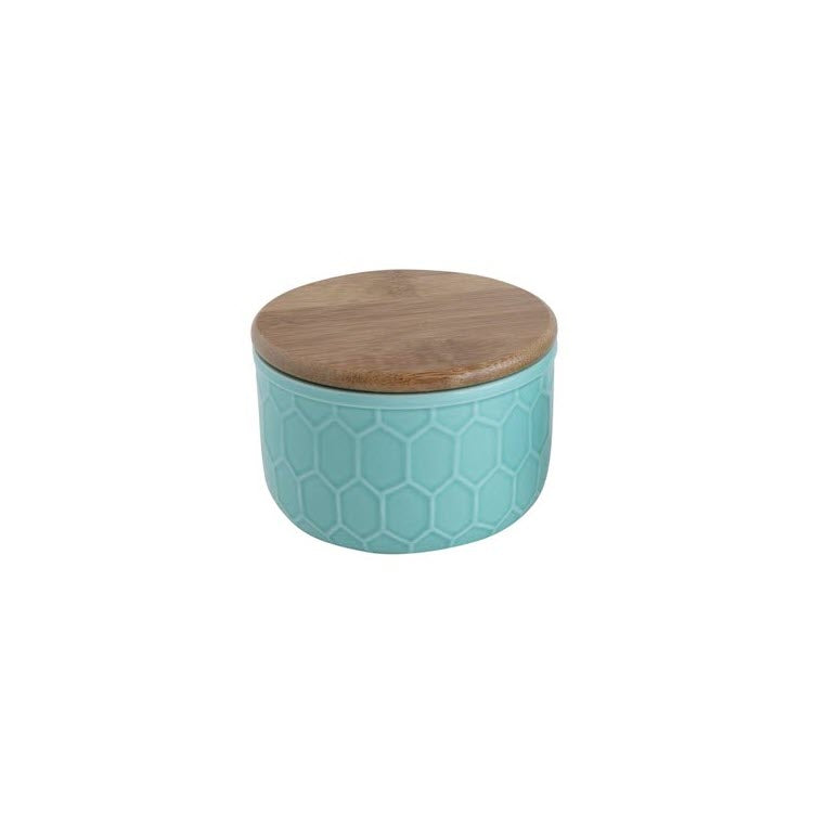 Aqua Hex Pattern Stoneware Canister