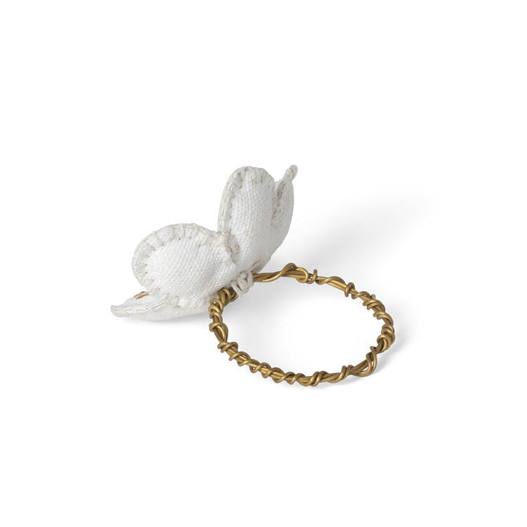 Upcycled Canvas Flower Napkin Rings Set/12