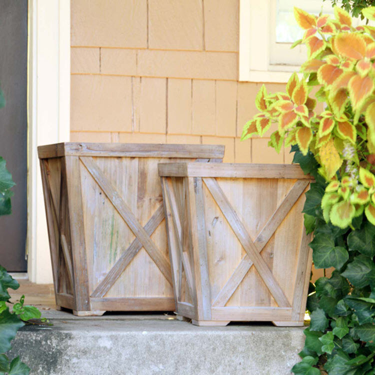 Reclaimed Wood Town & Country Planters Set/2