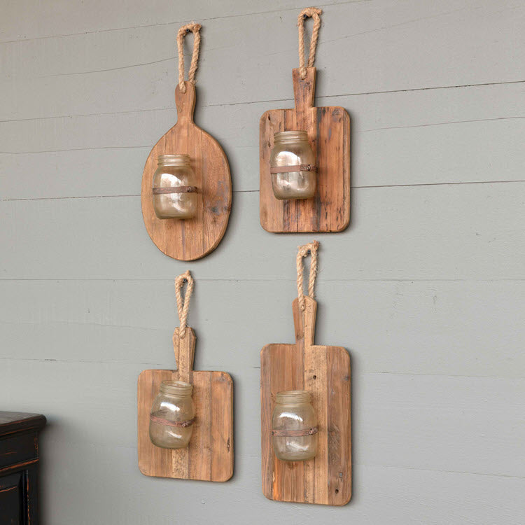 Hanging Cutting Boards with Jars Set/4 Assorted