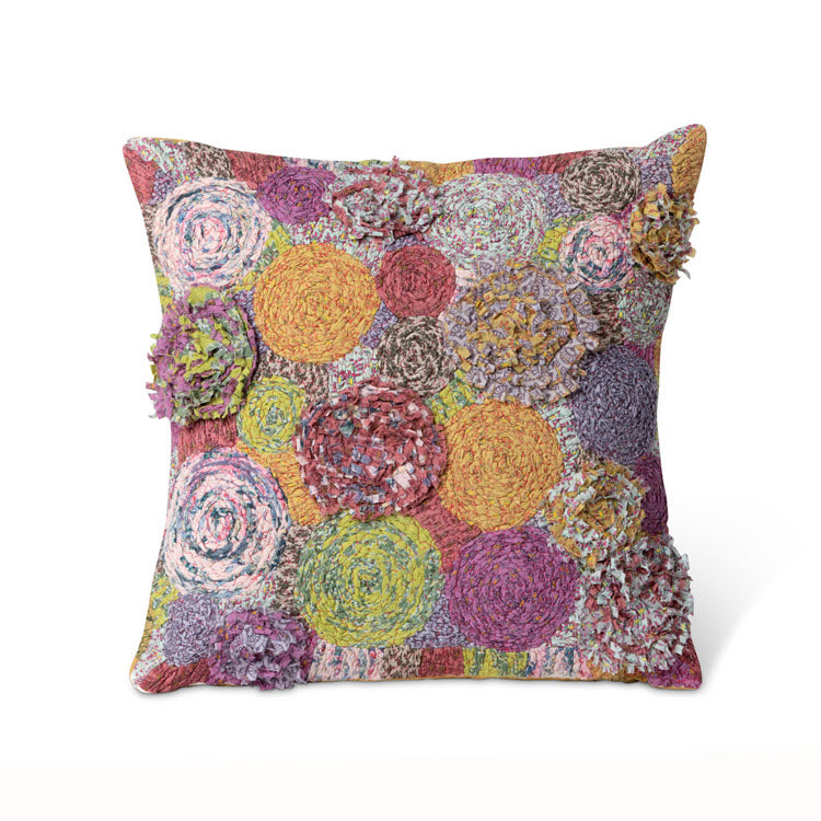 Handstitched Flower Burst Pattern Pillow