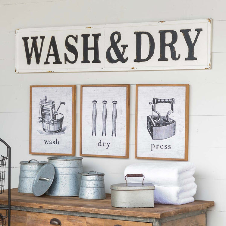 Embossed Metal Wash & Dry Sign