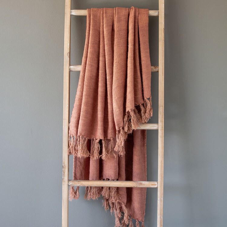 Washed Linen Throw Faded Coral