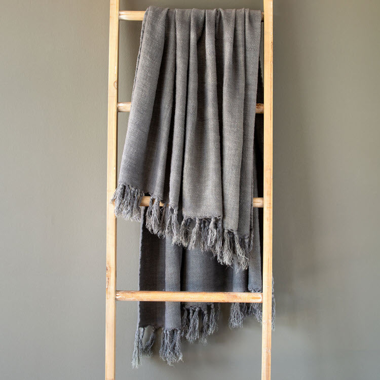 Washed Linen Throw Grey