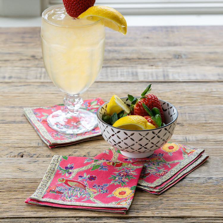 Bird Coral Sheeting Napkins Set/6