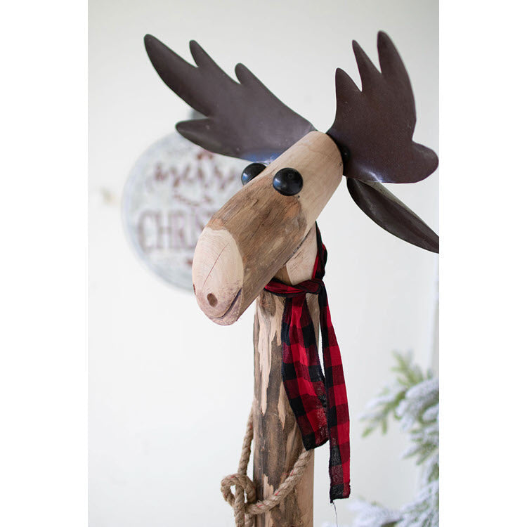 Recycled Wood and Iron Moose