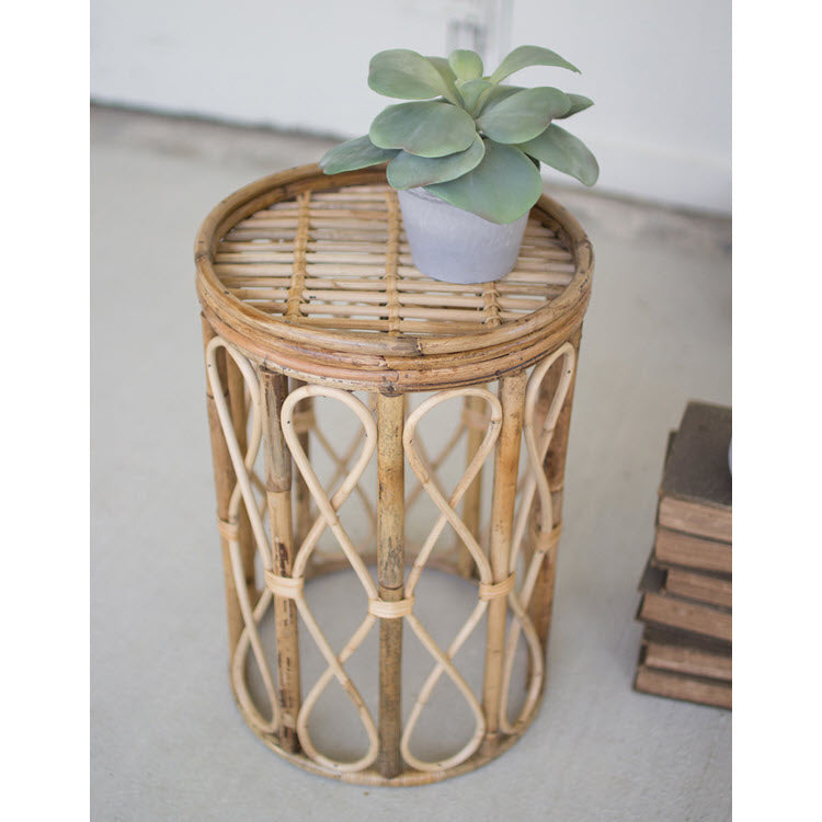 Rattan and Cane Accent Table