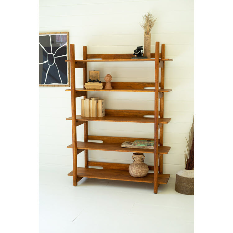 Mango Wood Bookshelf with Teak Finish