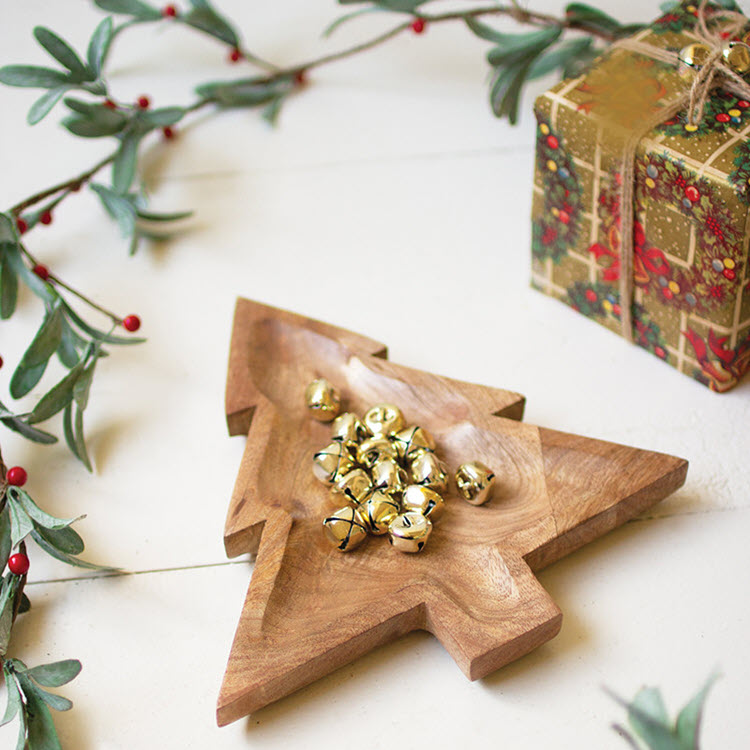 Carved Wooden Christmas Tree Platter Box/4
