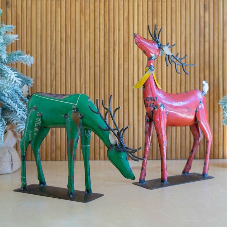 Recycled Metal Deer Set/2