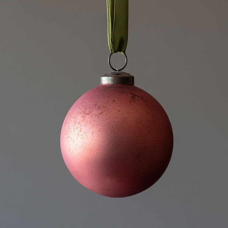 Antique Matte Rose Glass Ball Ornament Medium Set/12