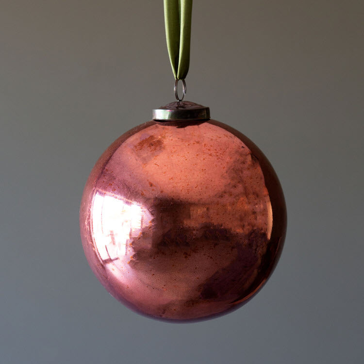 Antique Shiny Rose Glass Ball Ornament XL Set/6