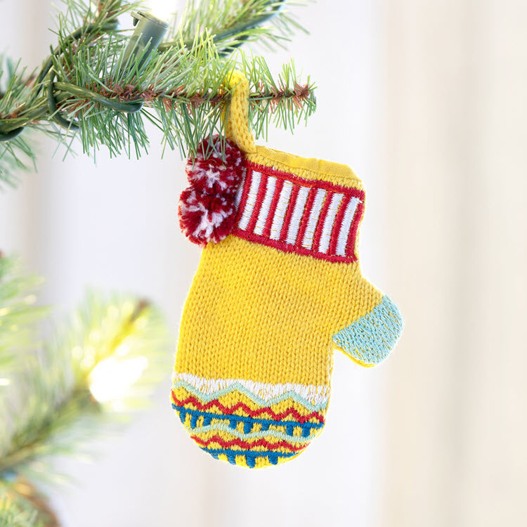 Vintage Knit Mitten Ornament Set/12