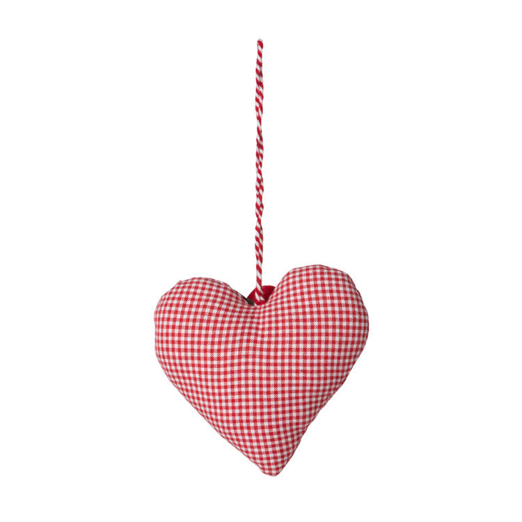 Hand Sewn Gingham Heart Ornaments Set/2