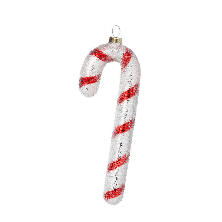 Glittered Glass Candy Cane Ornament Set/12