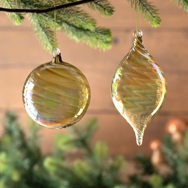 Dewy Moss Glass Ball/Finial Ornament 2 Assorted Styles Set/6