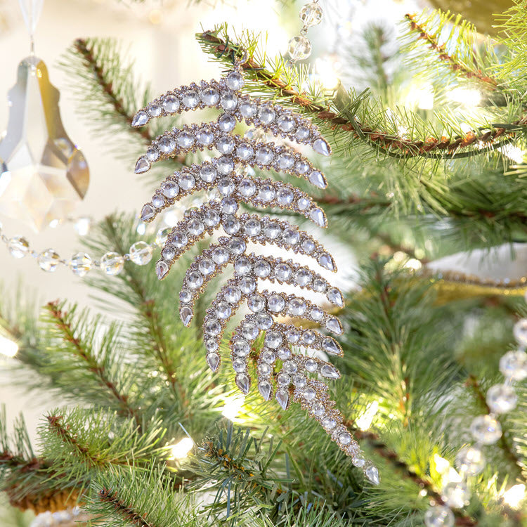 Champagne Gem Fern Frond Ornament Set/12