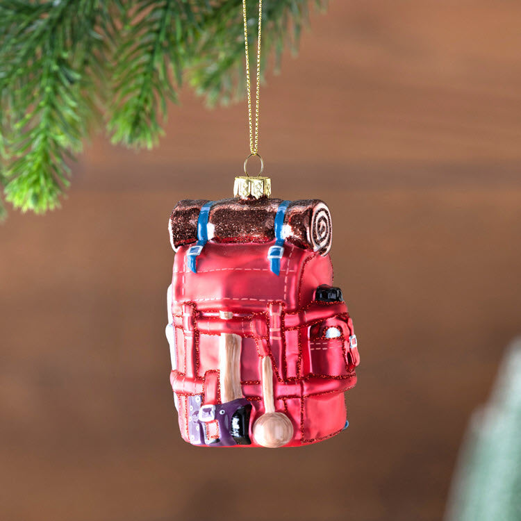 Hiker's Backpack Glass Ornament Set/6