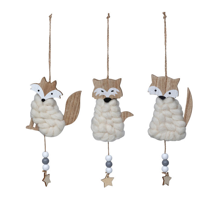 Wooly Wood Fox Ornament 3 Assorted Styles Set/12