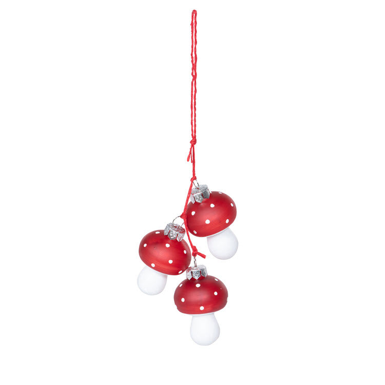 Polka Dot Glass Mushroom Cluster Ornament Set/12