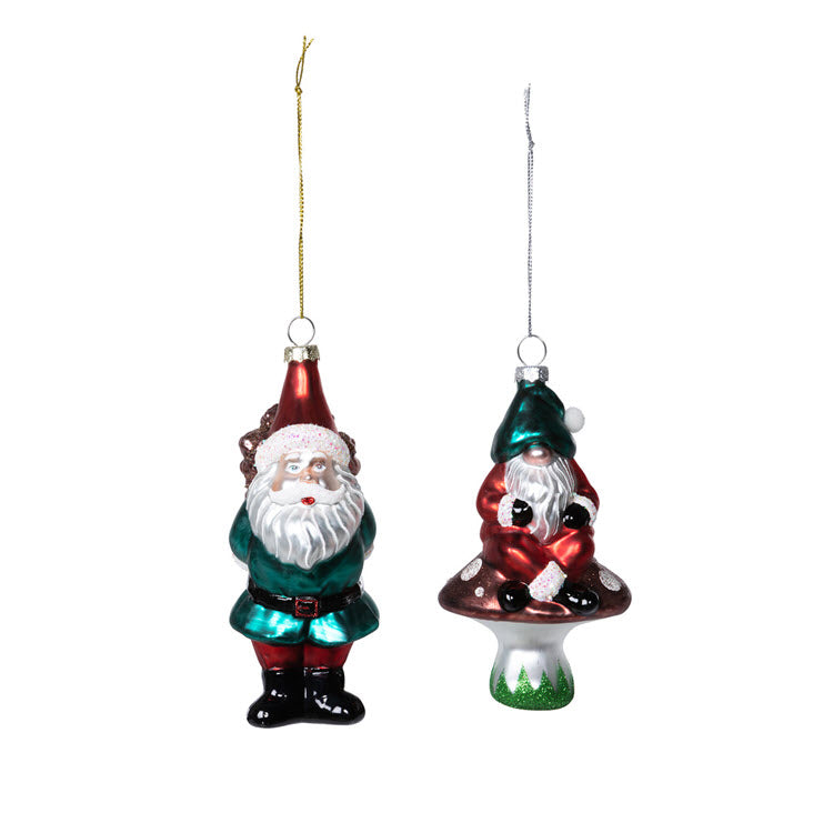 Nordic Gnome Glass Ornament 2 Assorted Styles Set/6