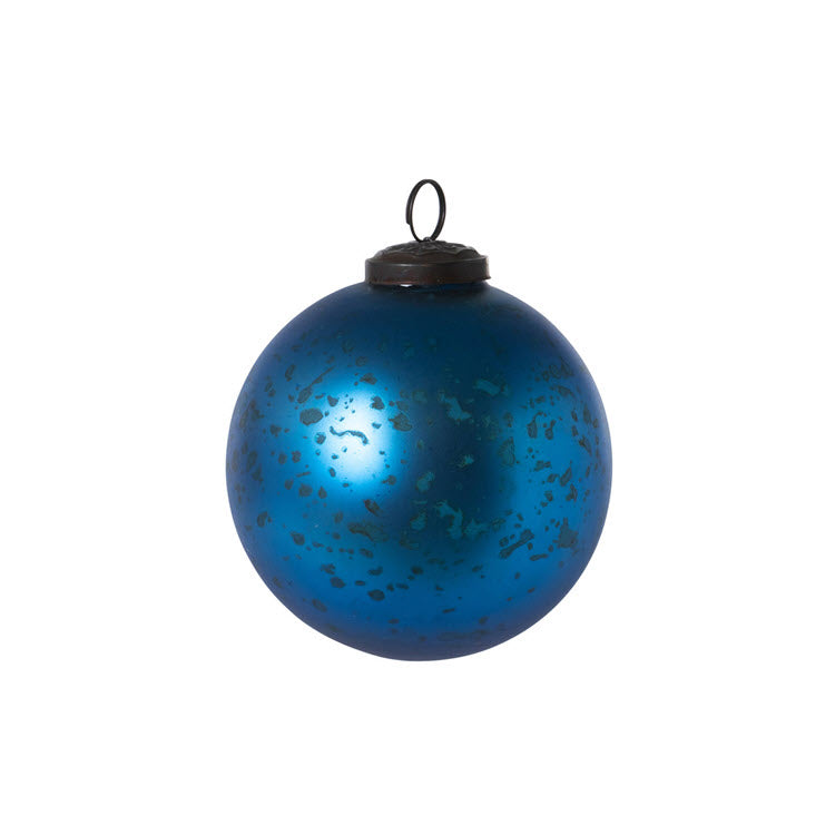 Antique Matte Blue Glass Ball Ornament Medium Set/12