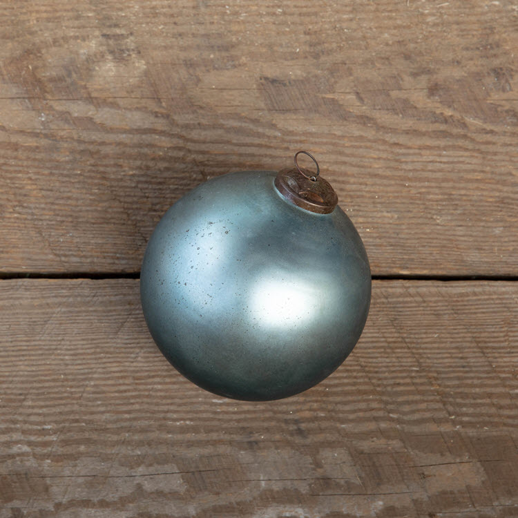 Antique Matte Blue Kyanite Glass Ball Ornament XL Set/6