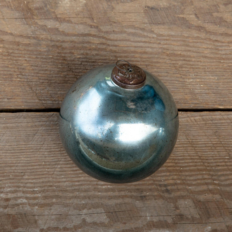 Antique Shiny Blue Kyanite Glass Ball Ornament XL Set/6