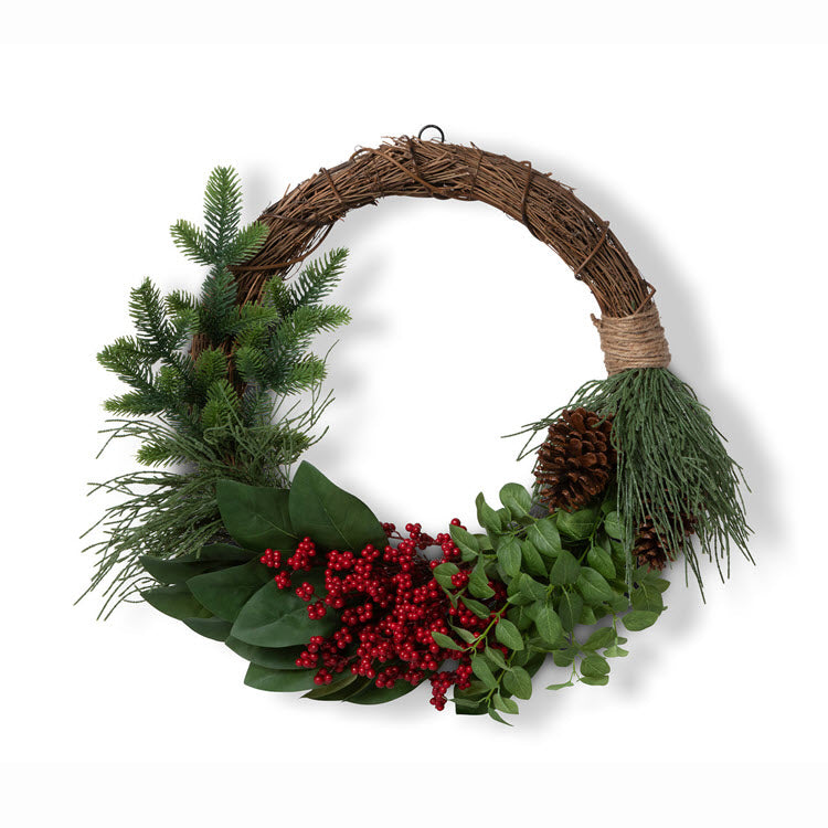 Winter Foliage and Berry Layered Vine Wreath