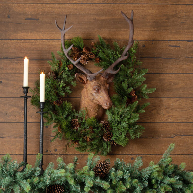 Mixed Pine Decorated Grapevine Wreath