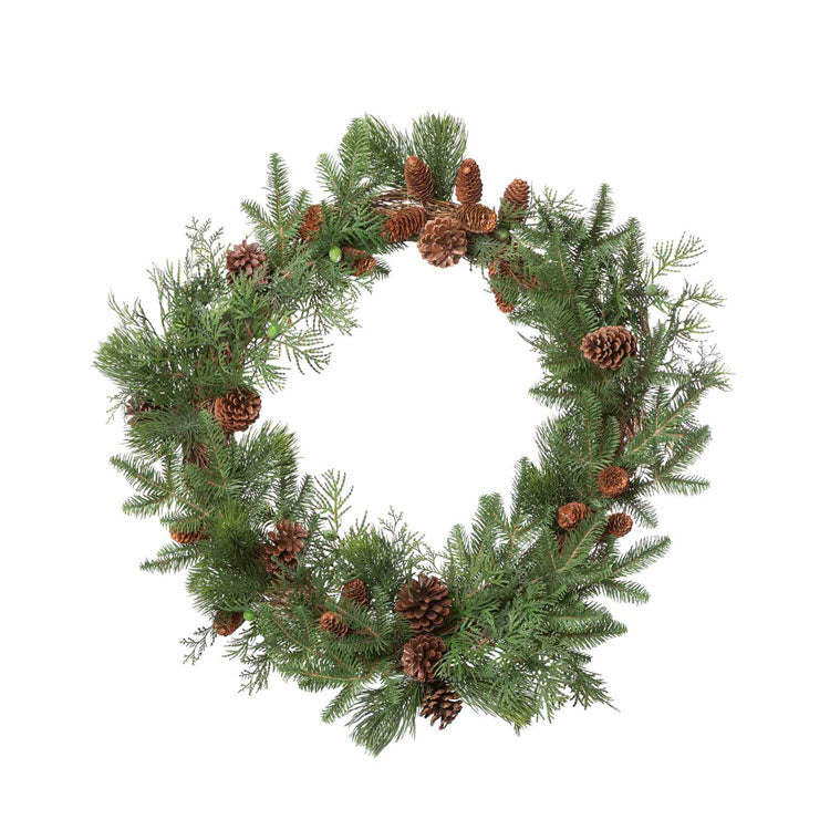 Mixed Pine Decorated Grapevine Wreath
