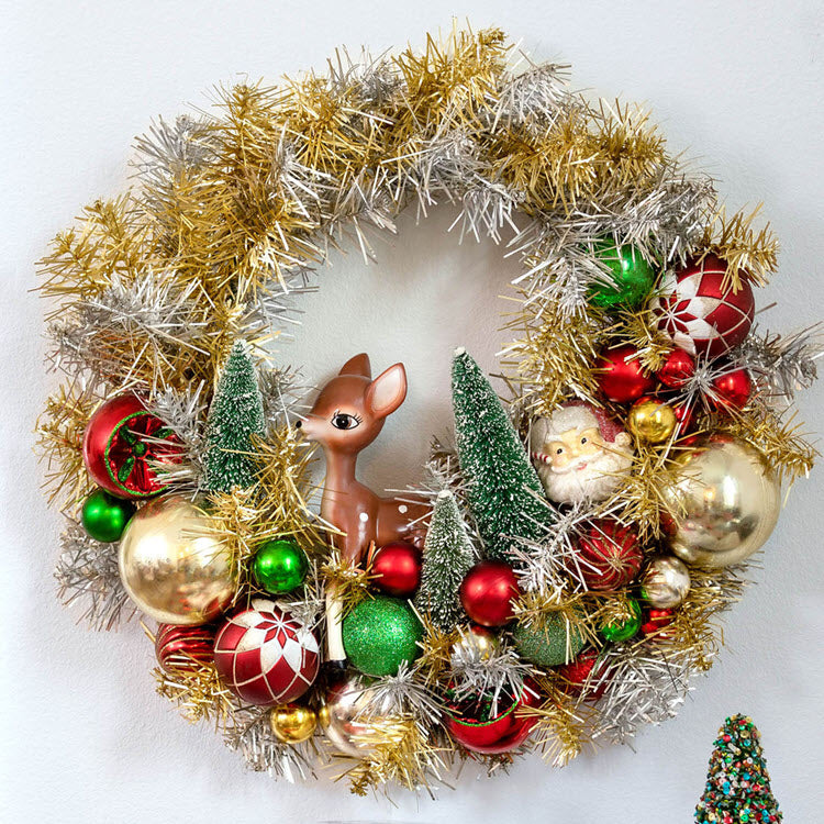 Retro Tinsel Wreath Set/2