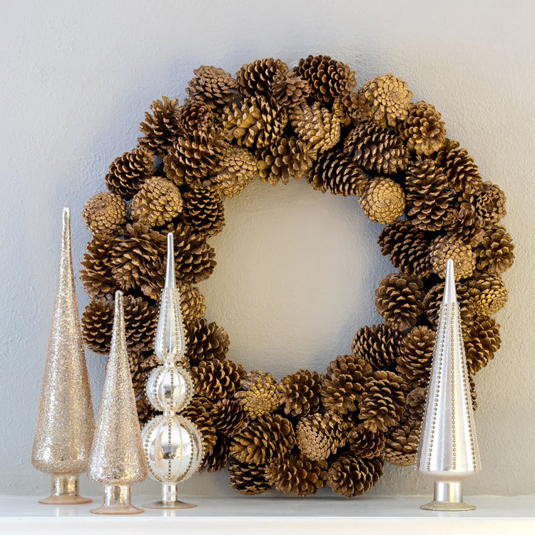 Mixed Pine Cone Wreath Set/2
