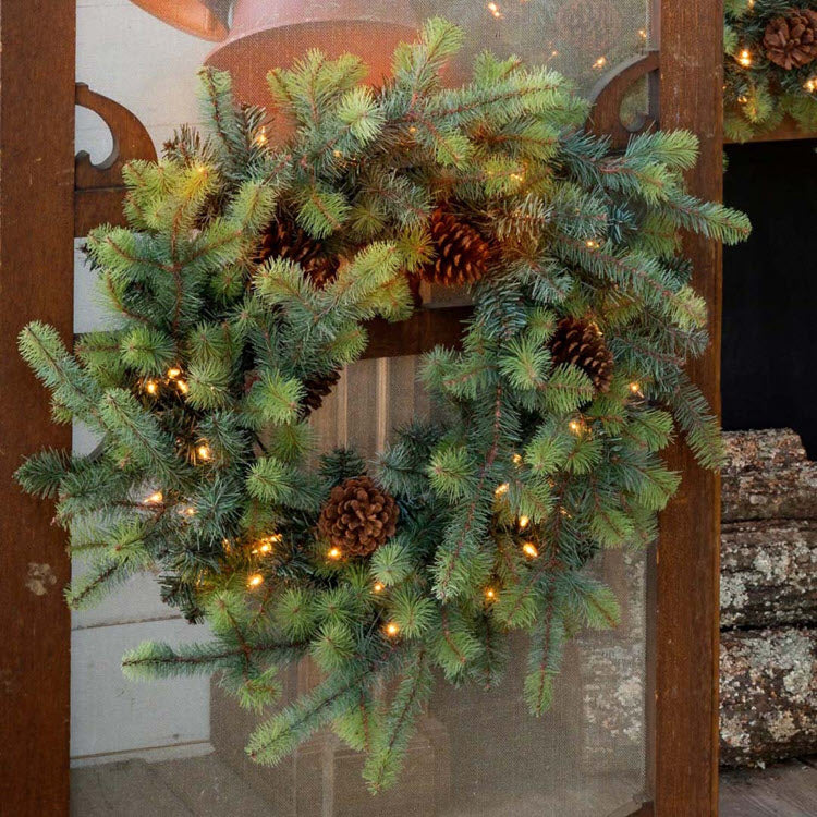 Blue Spruce Wreath with LED Lights Large