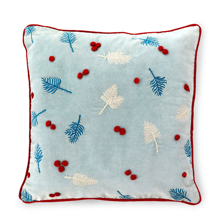 Alpine Embroidered Pattern Velvet Pillow